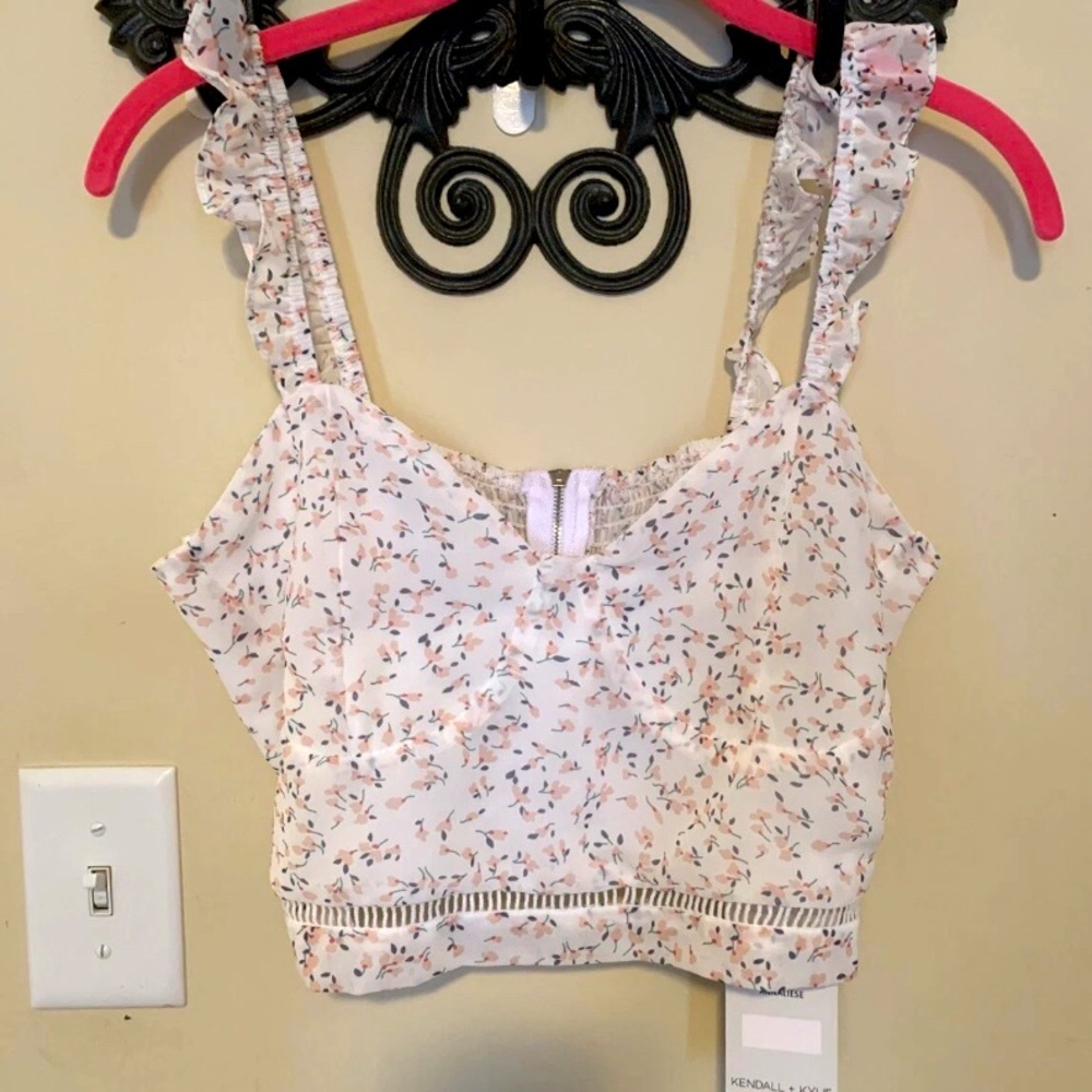 Kendall & Kylie Women's Cropped Annaliese Floral Bustier Top Size Large NWT